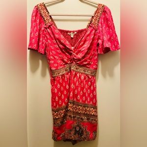 Francesca’s Boho Chic Magenta Front Keyhole  Kimono Sleeve Size L ~ Orig. $50.00